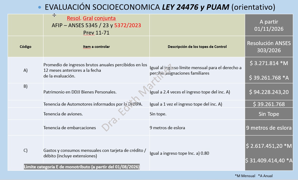 Cuadro de evaluación socioeconómica Noviembre 2026